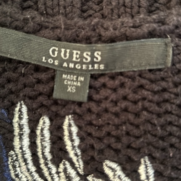 GUESS CARDIGAN EMBROIDERED COAT BLACK XS - Picture 10 of 12